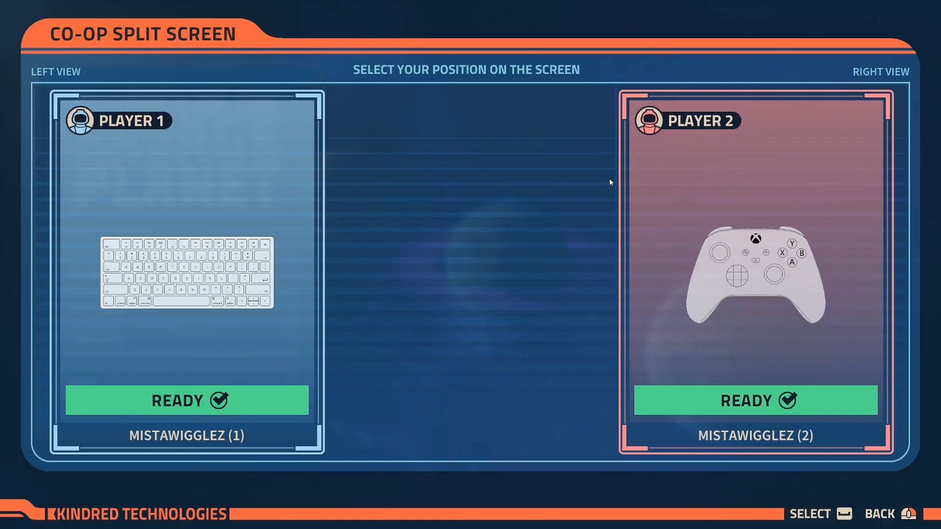 Split-screen co-op in the game (Image via Raccoon Logic Studios Inc)